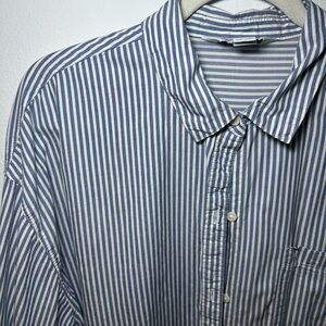 Old Navy Blue and White Casual Button Down Shirt